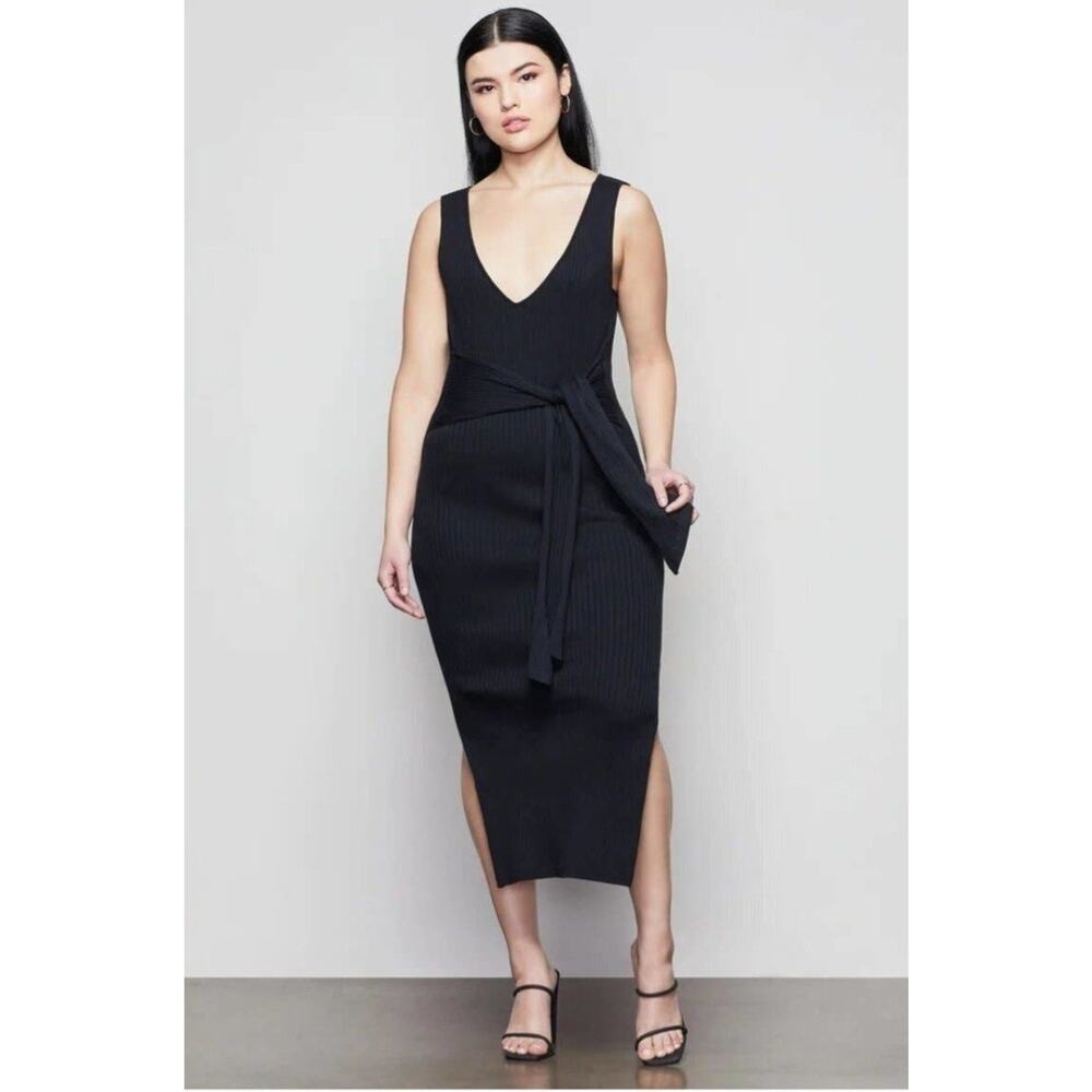 Good American Body Sexy Dress Womens 1X 5 Black‎ Ribbed Knit Sleeveless Bodycon